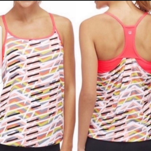 Fabletics Norwalk Coral Pattern Racerback Tank Top - Picture 2 of 6